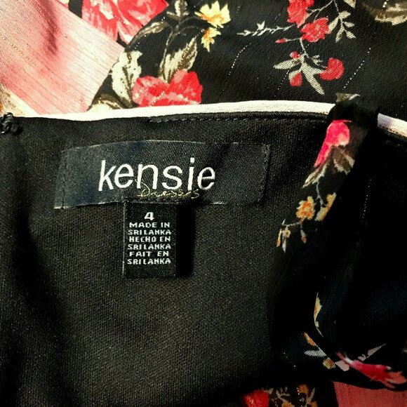 Kensie Black Garden Floral Flutter Ruffle Sleeveless Hi-Low Maxi Dress Sz 4 NEW - Picture 5 of 9